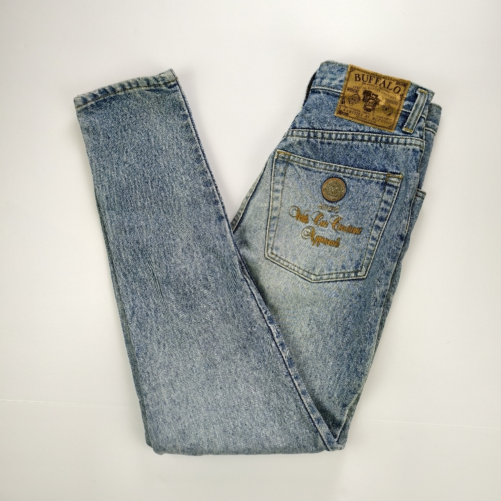 Buffalo Vintage High-Waist Embroidered Jeans Rare Find 80s90s Made In HK